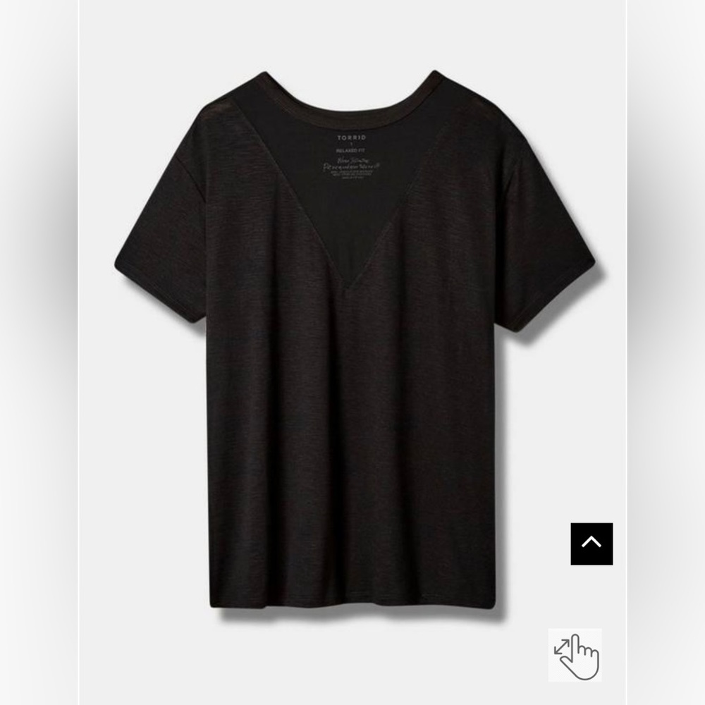 Torrid Relaxed Fit Feather Soft Slub V-Mesh Inset Tee